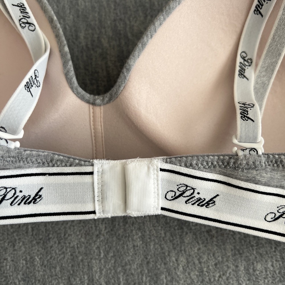 Victoria's Secret PINK Bra 32C Wear Everywhere Wireless Gray Lightly Padded EUC - Picture 8 of 12